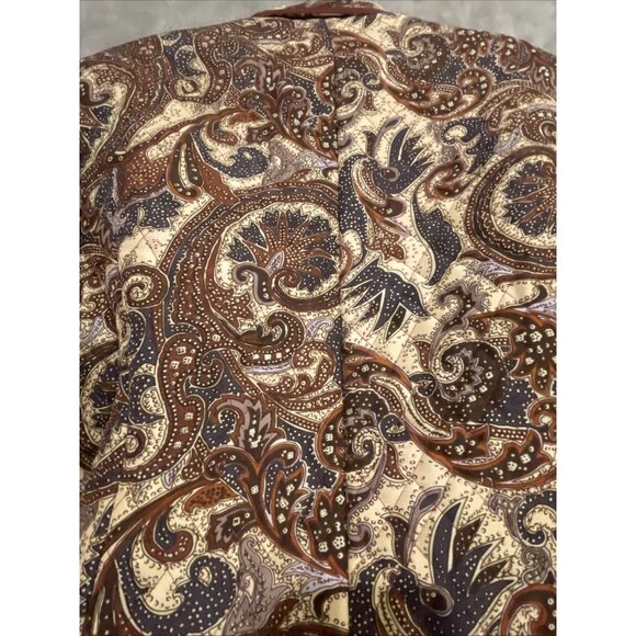 Silk‎ Land  Women Sz PL JacketCreamy/Brown  Floral Paisley Pleated Quilt Lined - Picture 7 of 15